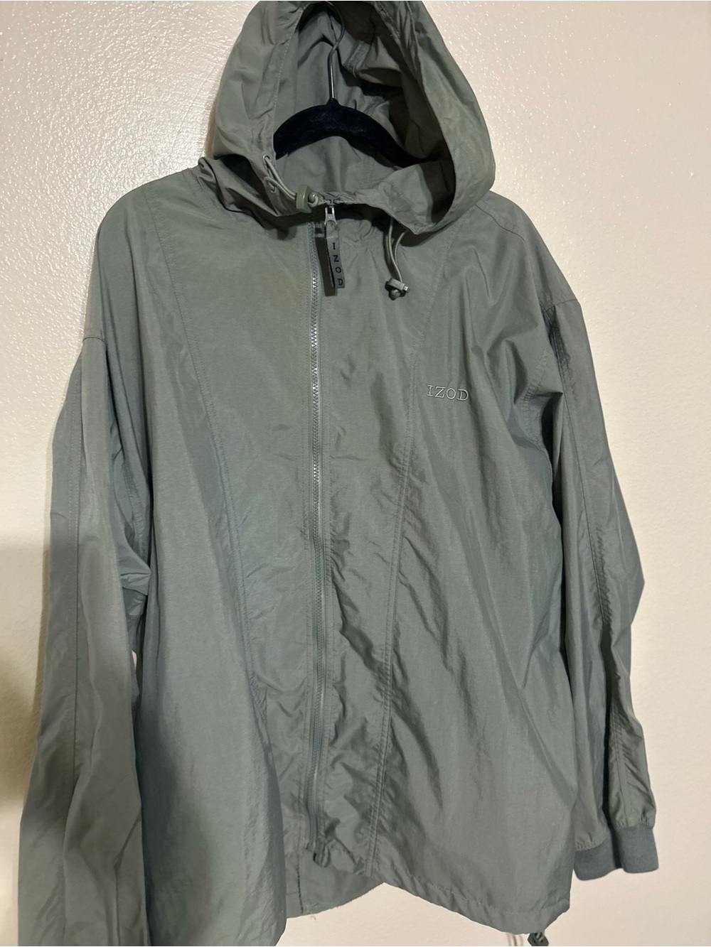 Izod Men's Hooded Windbreaker Jacket in Sage Green